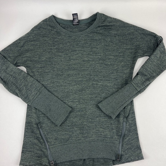 Active Life Tops - Active Life Sweater Womens Medium Heather Green Side Zippers